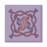 Ribbon Quilt Square Cross Stitch Magnet