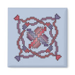 Ribbon Quilt Square Cross Stitch Magnet