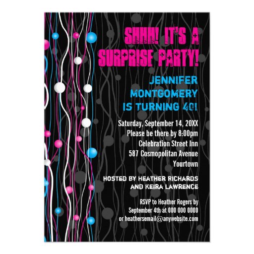 Ribbon Spheres Confetti Party Invitation