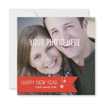 Ribbon Wrapped New Year: Custom Photo New Year's C Custom Invitations