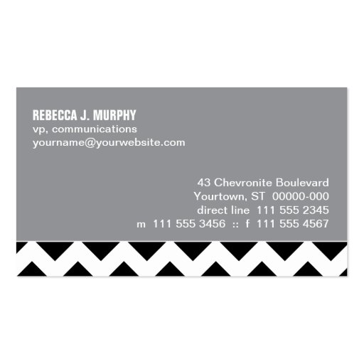 Rich Black Chevron Business Card (back side)