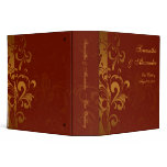 Rich Brick Red and Gold Reverse Swirl binders