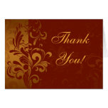 Rich Brick Red and Gold Reverse Swirl Thank You cards