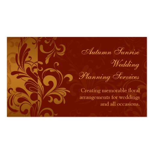 Rich Brick Red, Gold Reverse Swirl Business Cards (front side)