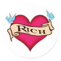 Rich - Custom Heart Tattoo T-shirts & Gifts stickers