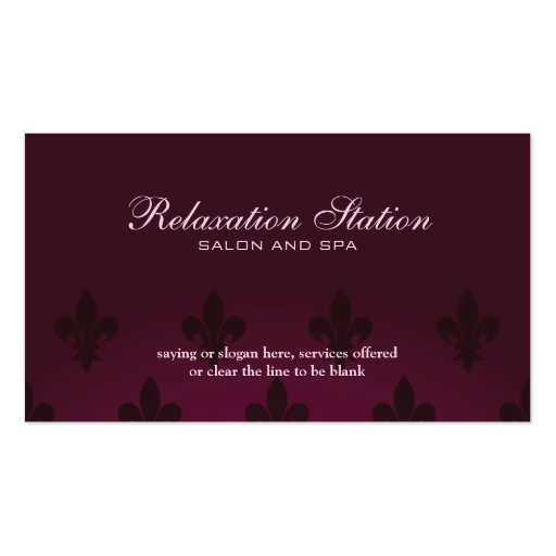 Rich elegant fleurdelis salon spa business card (front side)