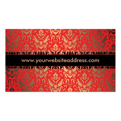 Rich Elegant Red Gold and Black Damask Classical Business Card Templates (back side)
