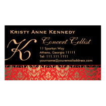 Rich Elegant Red Gold and Black Damask Classical business cards