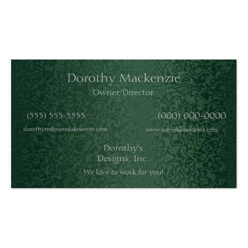 Rich Emerald Green Business Cards (front side)