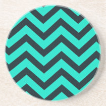 Rich mint and black chevron stripes pattern. coasters