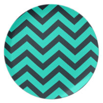 Rich mint and black chevron stripes pattern. plates