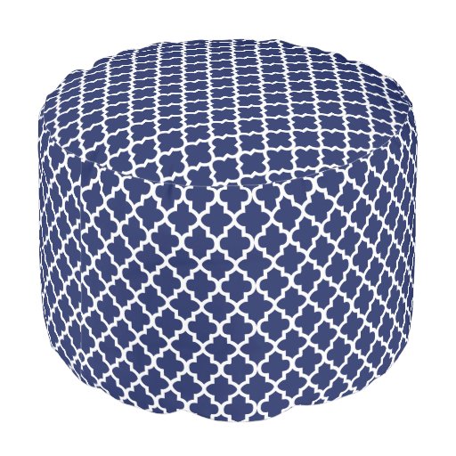 rich navy blue and white quatrefoil round pouf zazzle rich navy blue and white quatrefoil round pouf zazzle