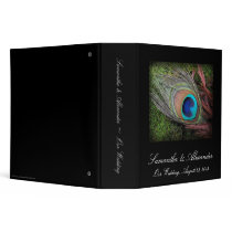 Rich Peacock Feather with Green Moss Vinyl Binders