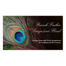 Rich Peacock Feather with Green Moss Business Card