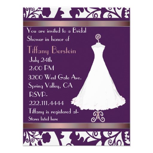 Rich Purple Damask Bridal Shower Invitation
