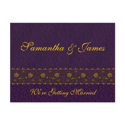 Rich Purple Wedding Postcard