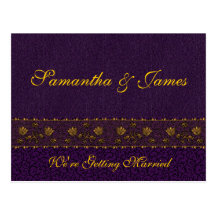 Rich Purple Wedding Postcard