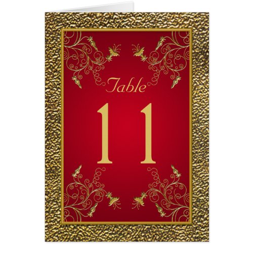 Rich Red and Gold Table Number Card card
