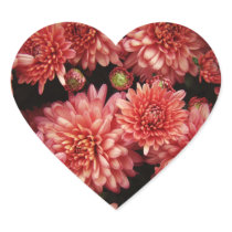 Rich Red Chrysanthemums Heart Stickers