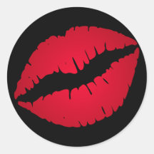 Rich Red Lipstick Print Round Sticker