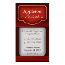 Rich Red Velvet Antiques Shop Business Cards business cards