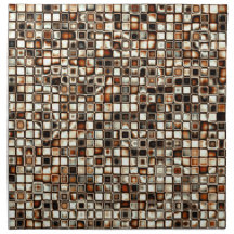 Rich Sepia Tones Textured Grid Pattern Cloth Napkins