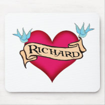 Richard - Custom Heart Tattoo T-shirts & Gifts mousepads by customtattoogifts Richard - Custom Heart Tattoo T-shirts & Gifts mousepads
