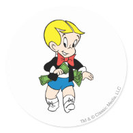 Richie Rich Pockets Full of Money - Color Round Stickers