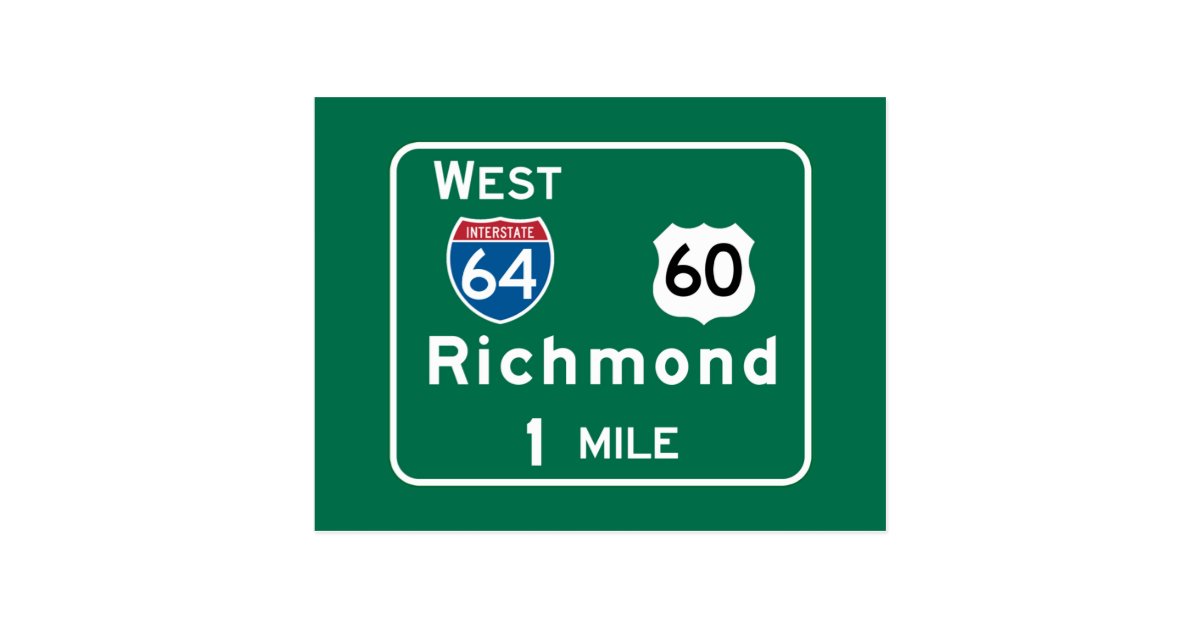 Richmond, VA Road Sign Postcard Zazzle