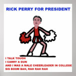 Rick Perry For President Cheerleader Cartoon Poste Posters
