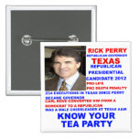 Rick Perry, Tea Party Governor of Texas Pinback Buttons