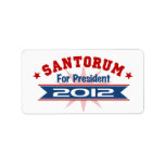 Rick Santorum 2012 Custom Address Labels
