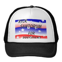 Rick Santorum For President Fading Red White & Blu Hats