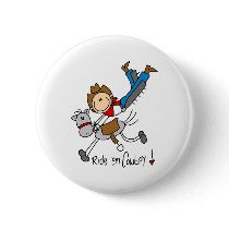 Ride 'Em Cowboy Stick Figure Button