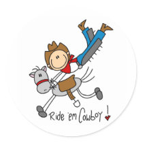 Ride 'Em Cowboy Stick Figure Sticker