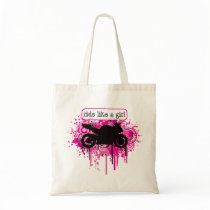 Ride Like A Girl - Paint Splatz Sportbike Tote Bags