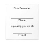 Ride Reminder Notes Memo Pad