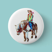 Rider on a pony badge buttons