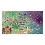 RIDERS IN THE NIGHT bright blue teal,gold sparkles Business Card Template
