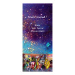 RIDERS IN THE NIGHT ,bright vibrant blue sparkles Invite