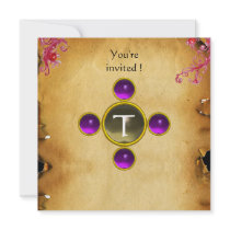 RIDERS IN THE STORM monogram amethyst Custom Invitations