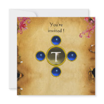 RIDERS IN THE STORM monogram sapphire Custom Invitations