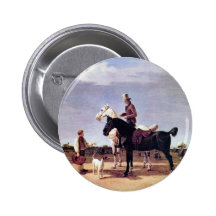 Riders With Two Horses By Wilhelm Von Kobell Pinback Button