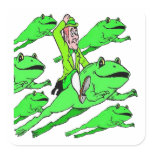 Riding a Frog on St. Patrick's Day Square Stickers Riding a Frog on St. Patrick's Day Square Stickers