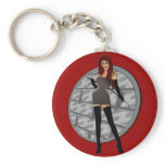Riding Crop Mistress - Dungeon Wall Background Key Chain