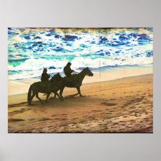 Riding Horses at the Beach print