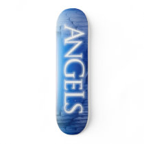 Riding on Angels skateboards