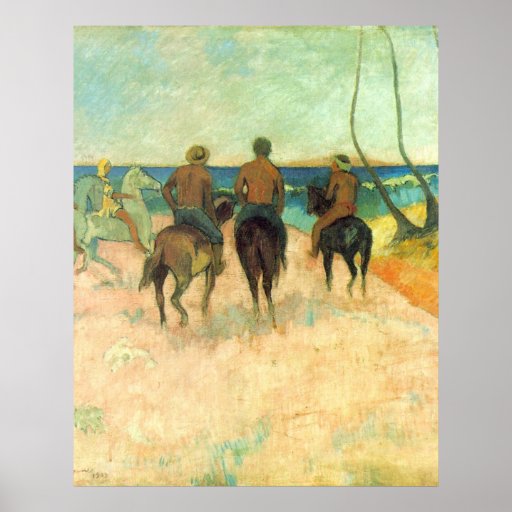Riding on the Beach by Eugène Henri Paul Gauguin Posters