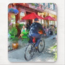 Riding Past the Cafe mousepads