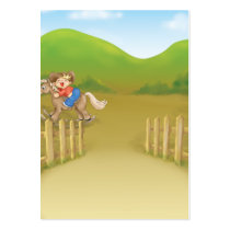 riding rocking little cowboy boy business card template